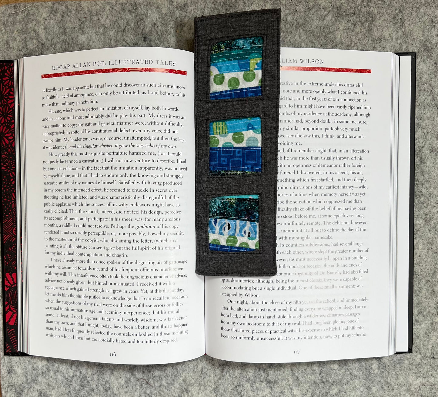 Green Striped Fabric Bookmark