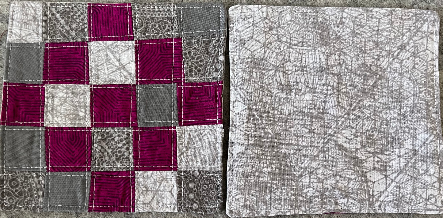 Grey & Fuschia Coaster Set