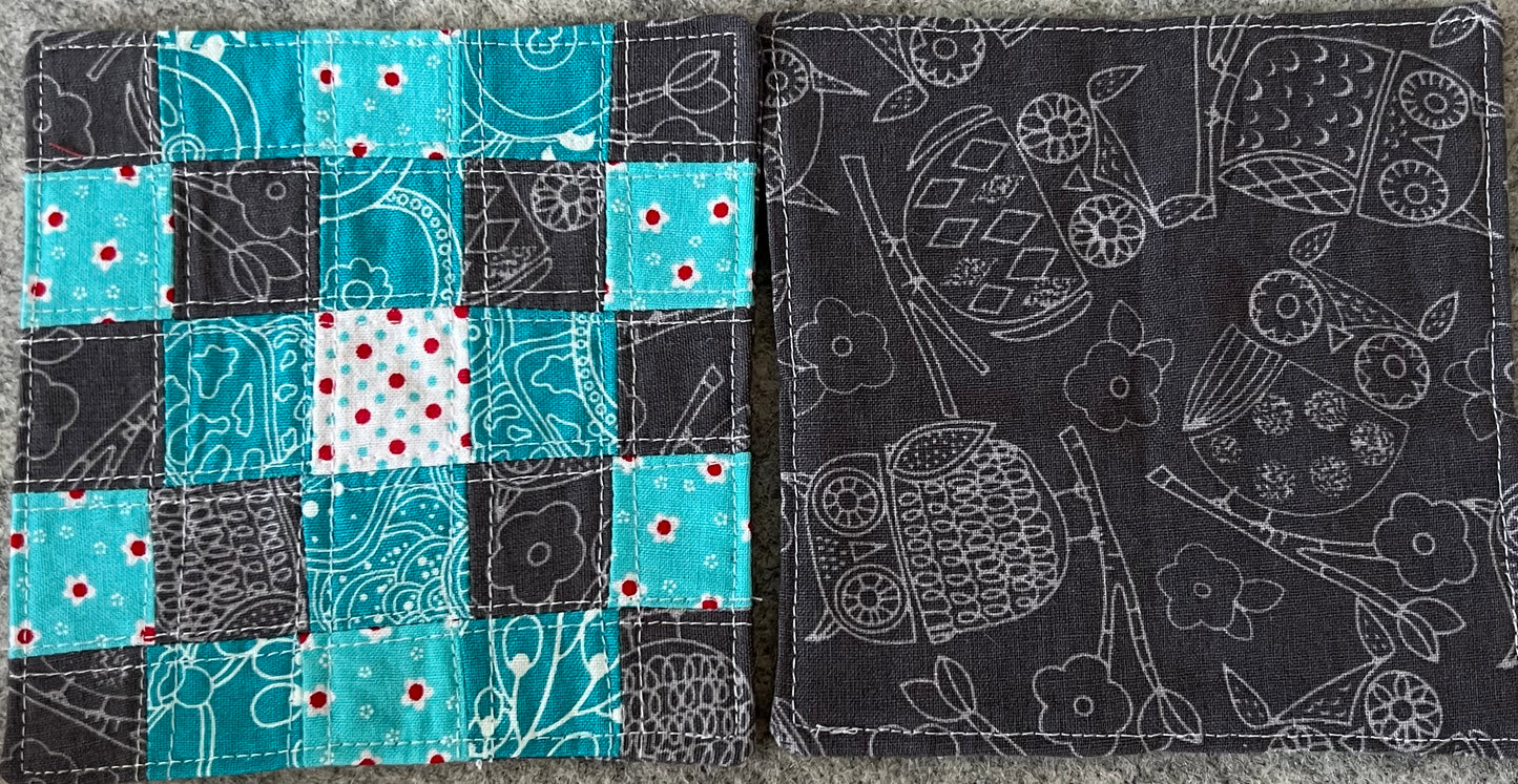 Charcoal & Turquoise Coaster Set