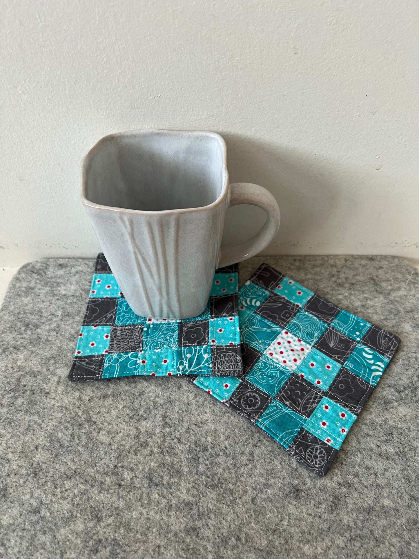 Charcoal & Turquoise Coaster Set