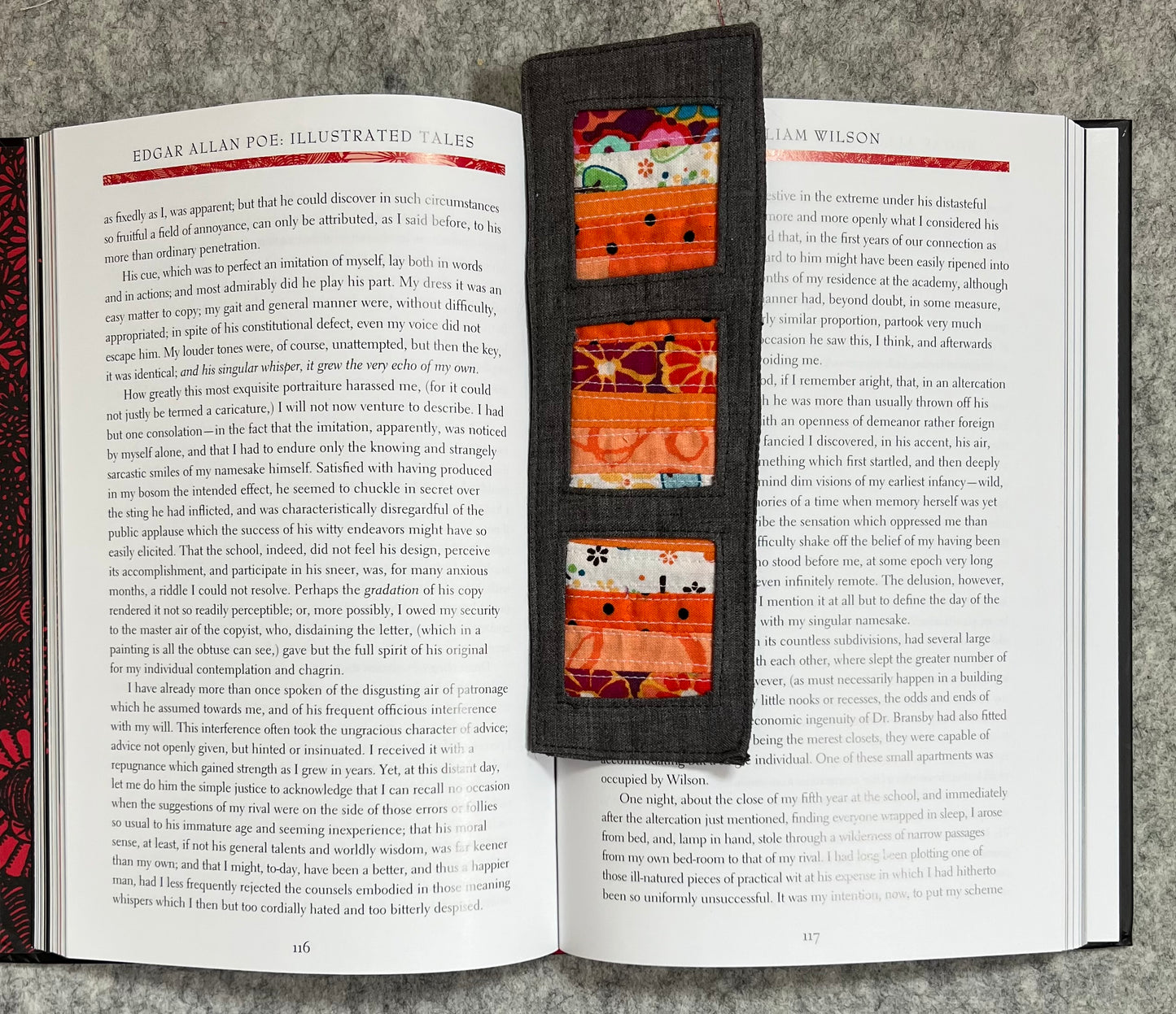 Orange Striped Fabric Bookmark