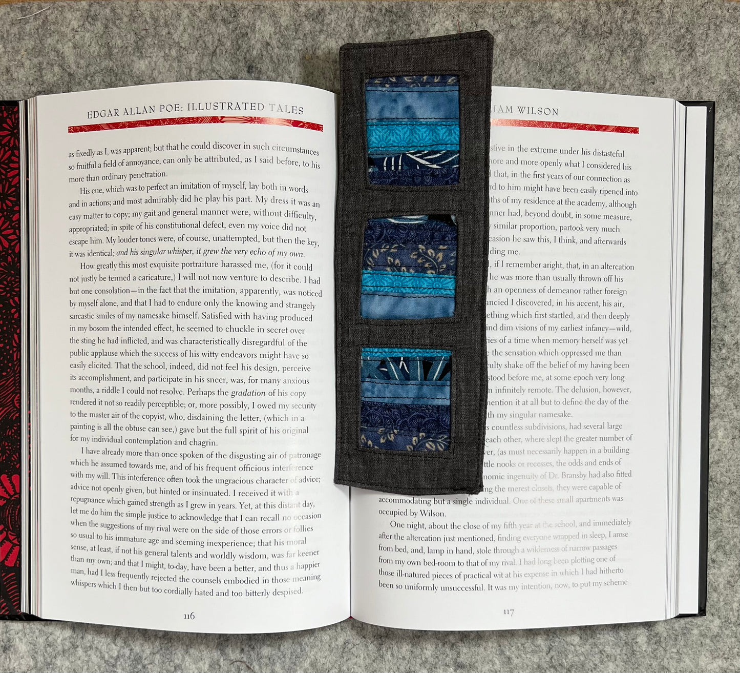 Blue Striped Fabric Bookmark