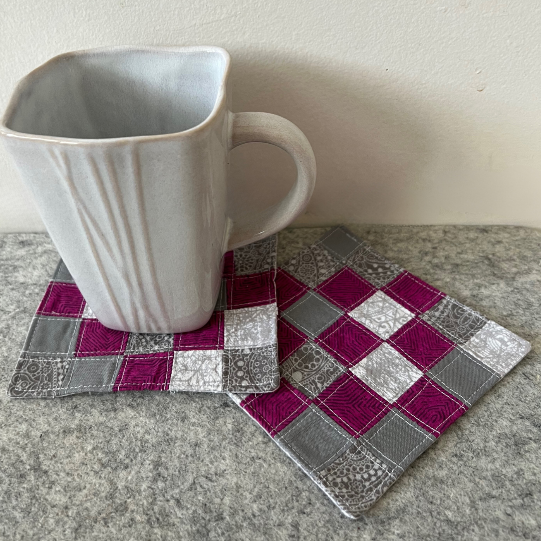 Grey & Fuschia Coaster Set