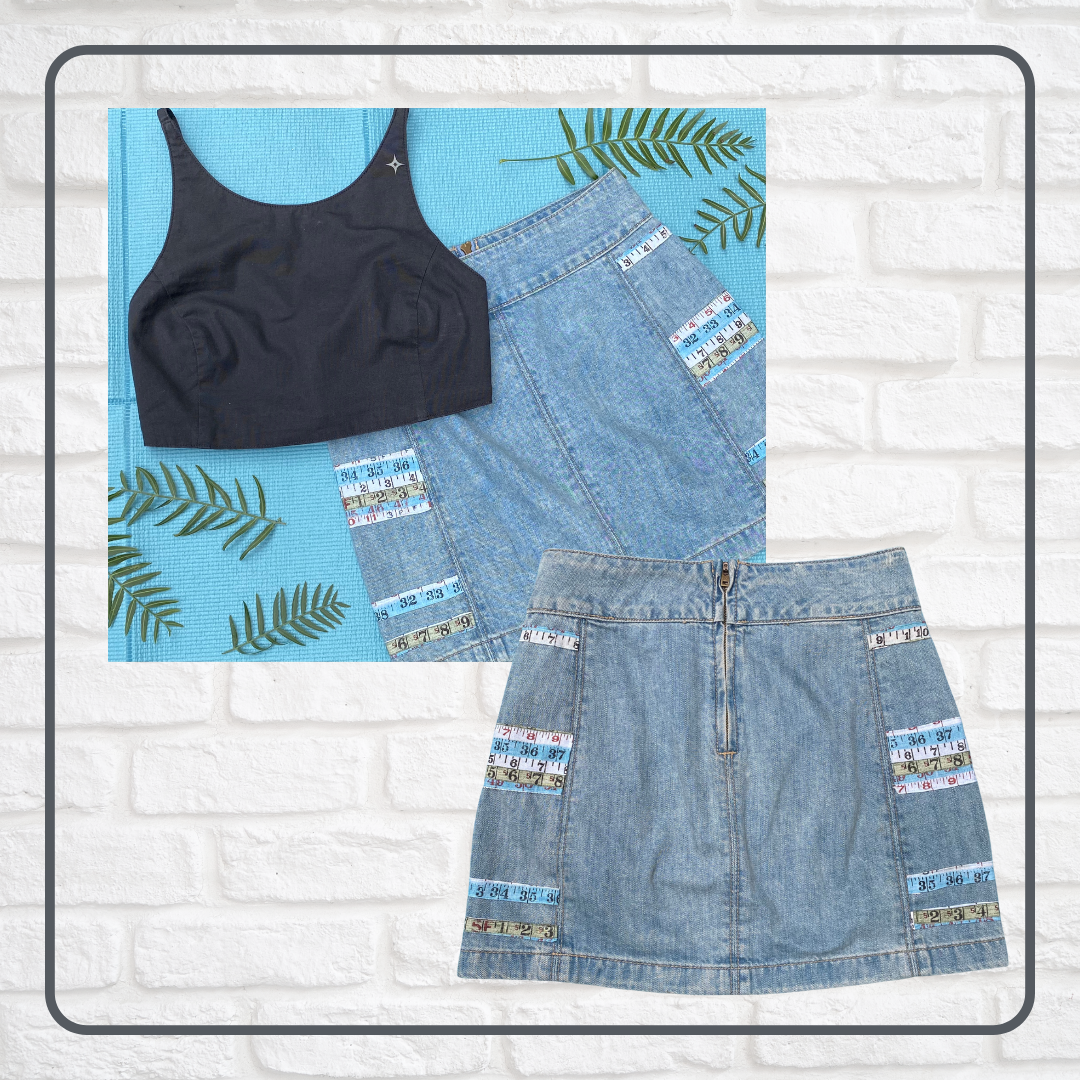 Upcycled denim mini skirt