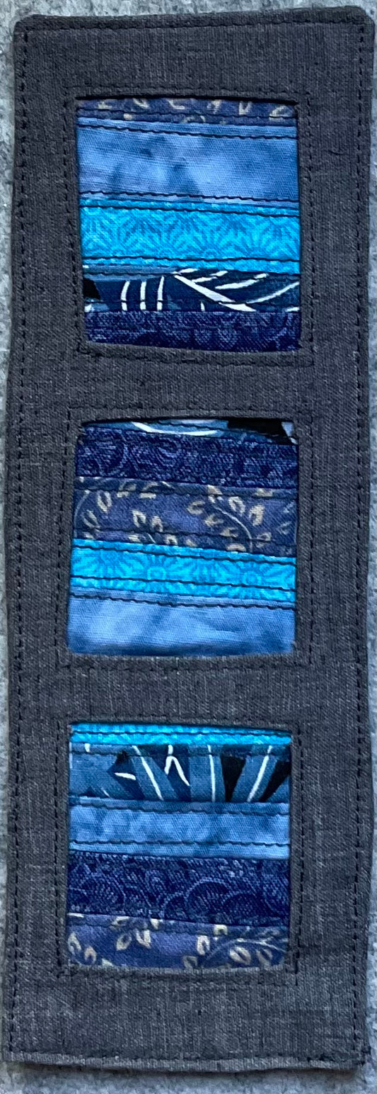 Blue Striped Fabric Bookmark