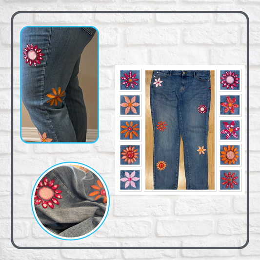Upcycled Jeans with flower appliqués